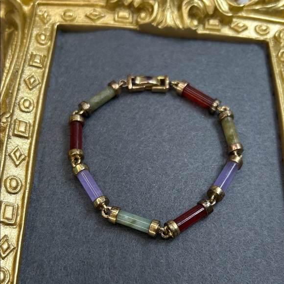 Multicolor Jade and 925 Bracelet - Picture 2 of 7